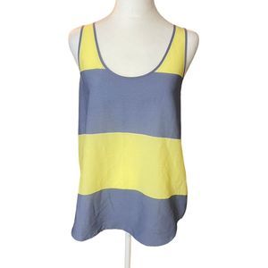 French Connection Women's Size 6 Yellow Striped Scoop Neck Tank Top Basic Vest